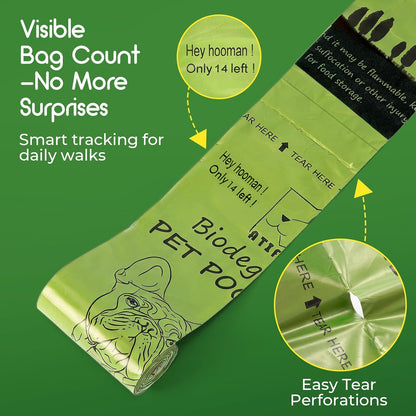 Biodegradable Scented Dog Waste Bags - 360 Count, Leak-Proof and Extra Thick Refill Rolls