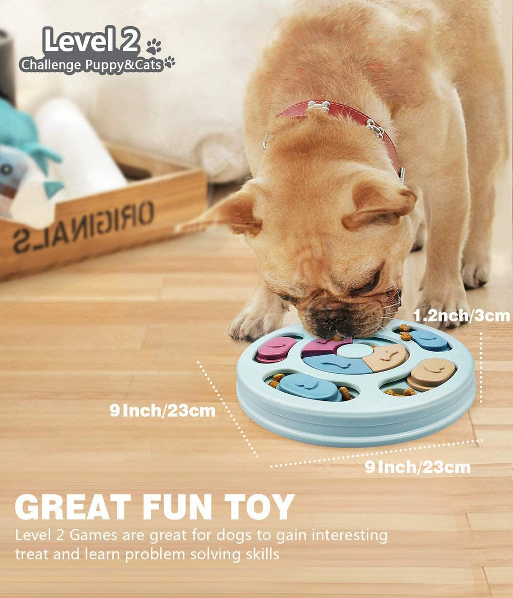 Interactive Dog Puzzle Game Toy - Mentally Stimulating Treat Dispenser for Small, Medium, and Large Dogs (Blue)