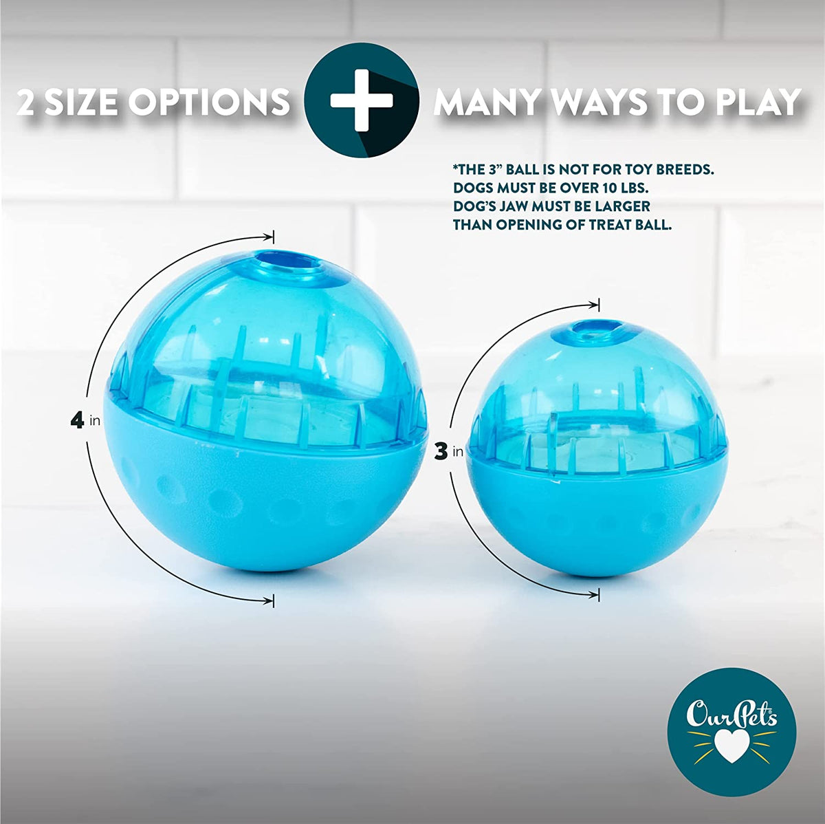Smarter Toys IQ Treat Ball for Larger Dogs - 4" - Assorted Colors