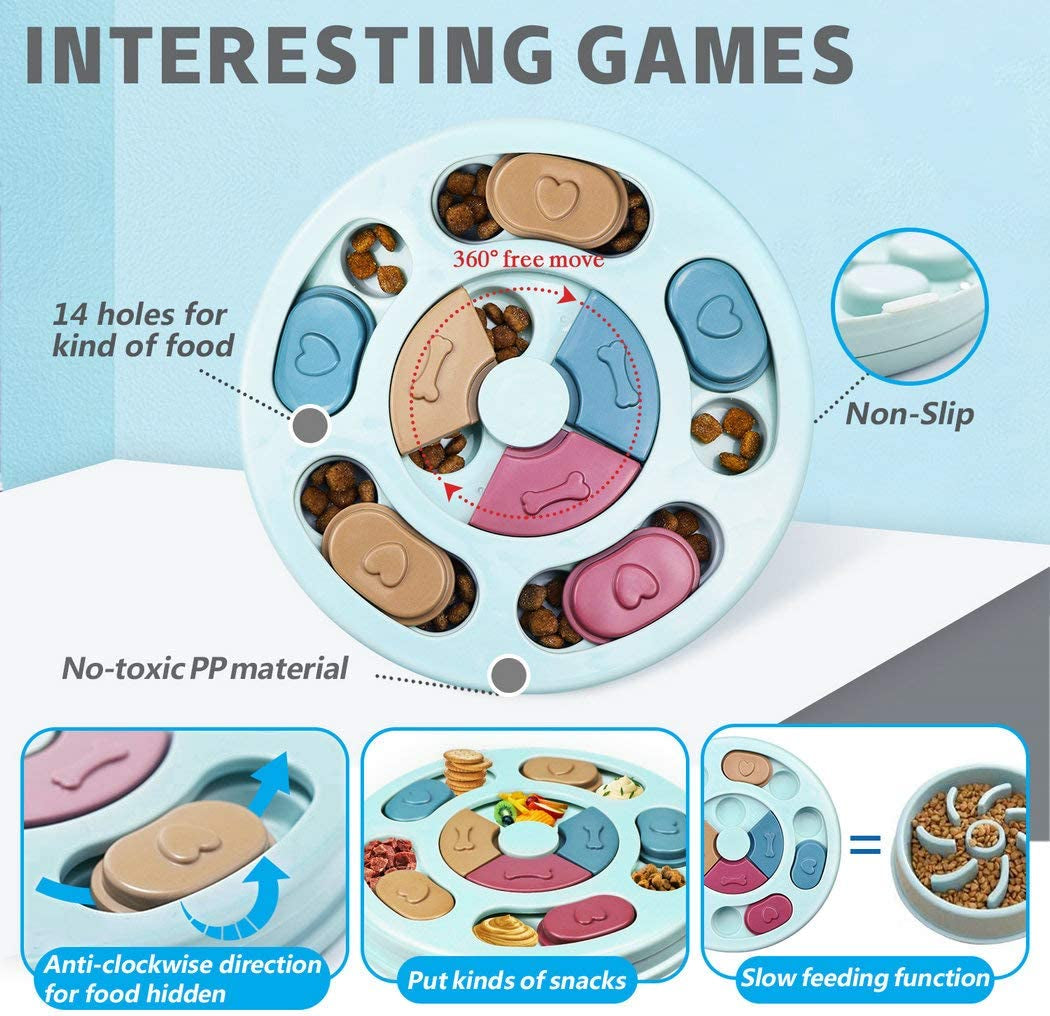 Interactive Dog Puzzle Game Toy - Mentally Stimulating Treat Dispenser for Small, Medium, and Large Dogs (Blue)