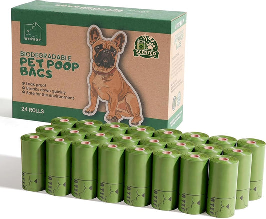 Biodegradable Scented Dog Waste Bags - 360 Count, Leak-Proof and Extra Thick Refill Rolls