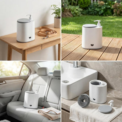 Portable Electric Pet Paw Cleaner with Soap Dispenser, Rechargeable Automatic Washer, and Soft Silicone Bristles for Dogs and Cats