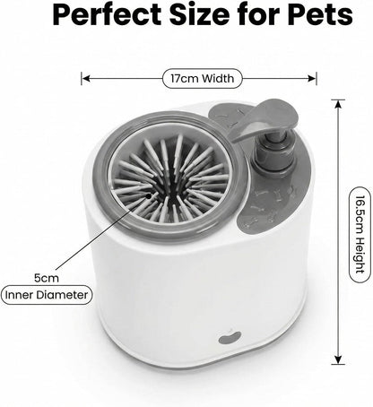 Portable Electric Pet Paw Cleaner with Soap Dispenser, Rechargeable Automatic Washer, and Soft Silicone Bristles for Dogs and Cats