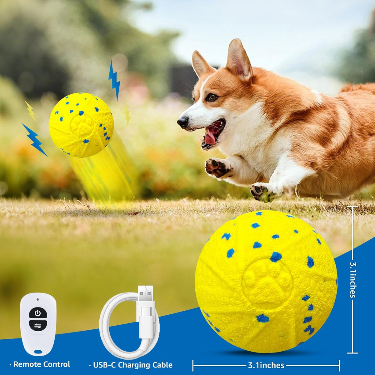 Interactive Remote-Controlled Dog Toy with Three Movement Modes - Vibrating Self-Bouncing Ball, Smart Automatic Rolling Ball, E-TPU Material Suitable for Large and Medium Dogs