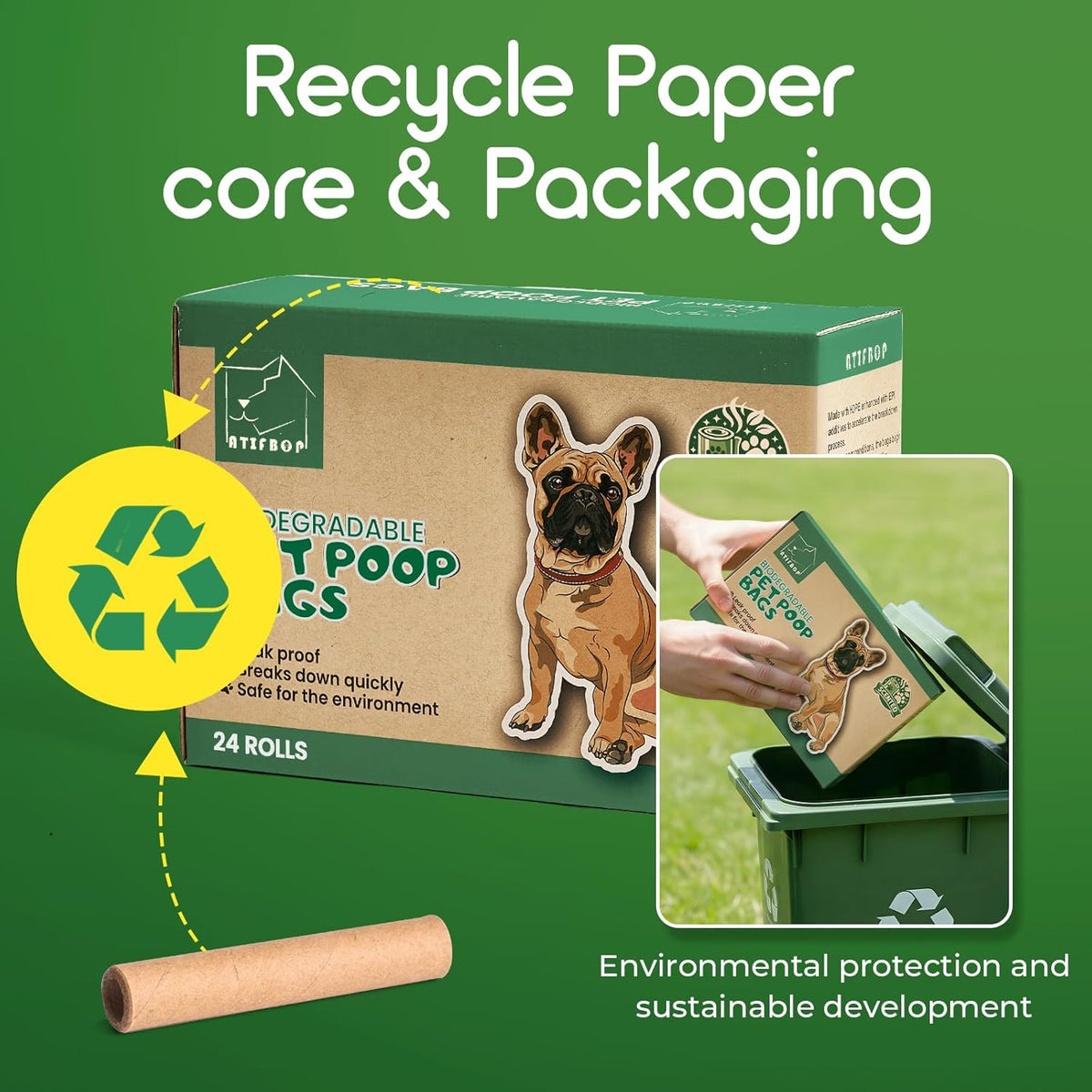 Biodegradable Scented Dog Waste Bags - 360 Count, Leak-Proof and Extra Thick Refill Rolls